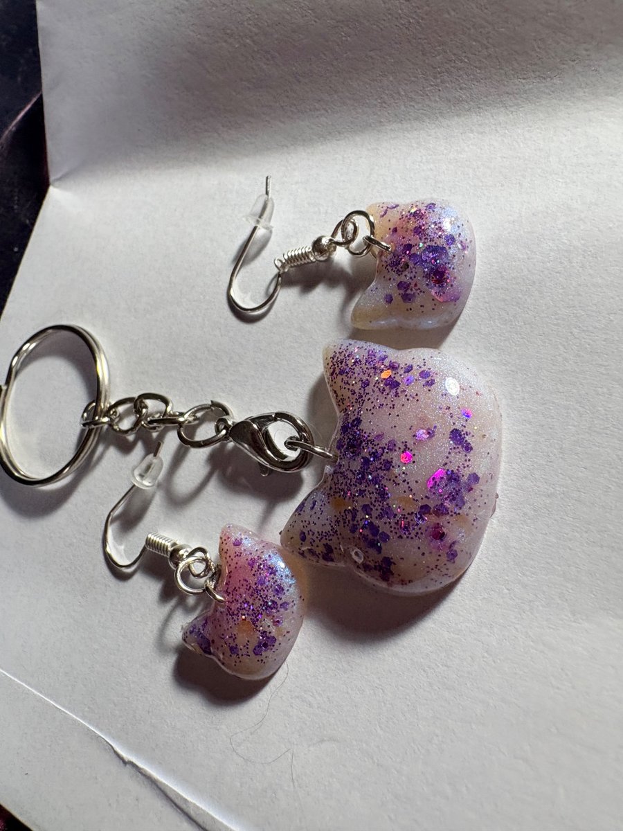 Resin earring and keyring set