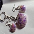 Resin earring and keyring set