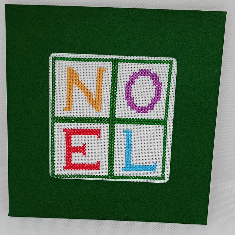 Handmade Christmas Greetings Card with Envelope - Cross Stitch