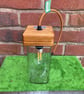 Coffee Jar Ceiling Lamp with Salvaged Wood Cap, Antique Gold Braided Flex - Image 6