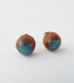 Blue Green Ceramic Stud Earrings - Image 3