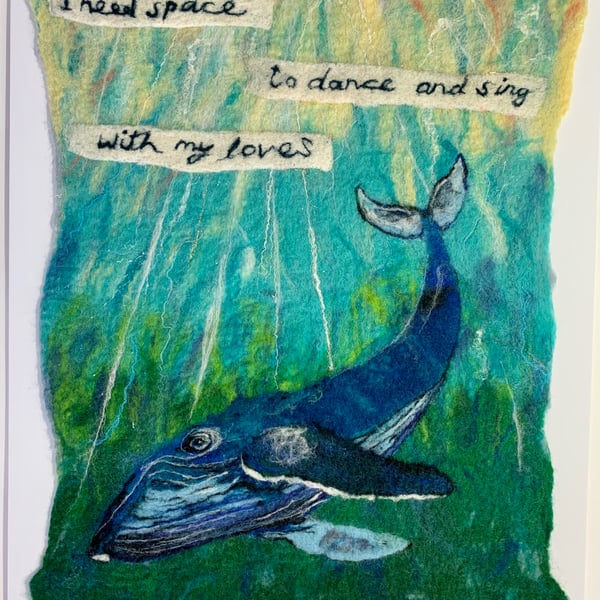 I need space… humpback whale (original felted painting)