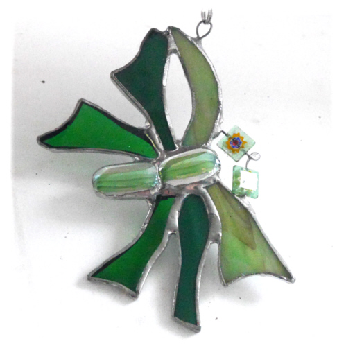  Dragonfly Suncatcher Funky Stained Glass Green