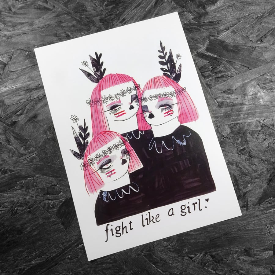 Fight like a girl- Small Poster Print