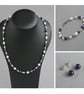 Navy and White Pearl and Crystal Jewellery Set - Dark Blue Beaded Jewellery Sets - Image 1
