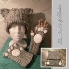 Hat and fingerless paw gloves