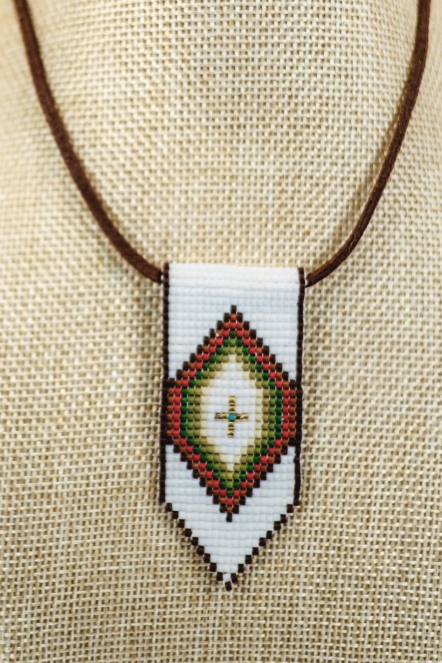 Native American Style Beaded Necklace With Antique Copper Clasp