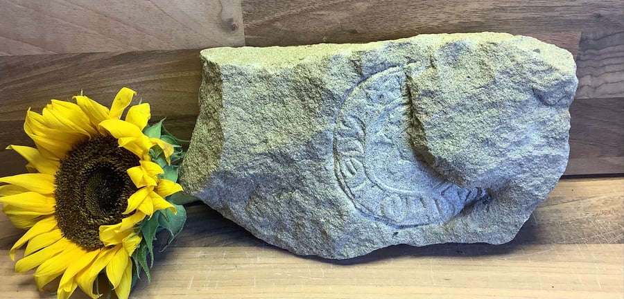 Edward Penny No 2 ‘coin in clod' stone carving -  metal detectorist gift 