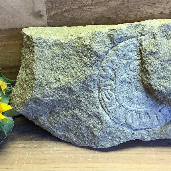 Edward Penny No 2 ‘coin in clod' stone carving -  metal detectorist gift 