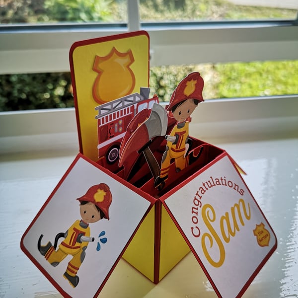 Fireman Birthday Box Card