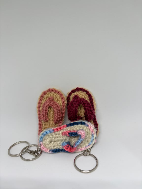 Handmade Crochet Flip Flop Keychain