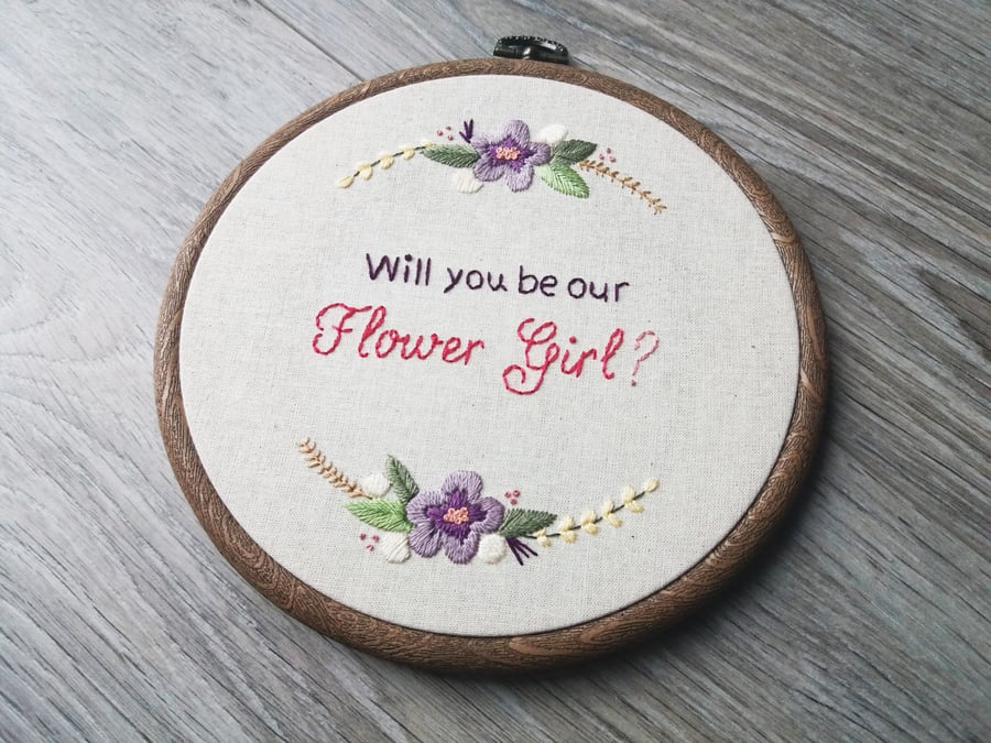 Flower Girl Proposal - Hand Embroidered Hoop - Flower Girl Gifts