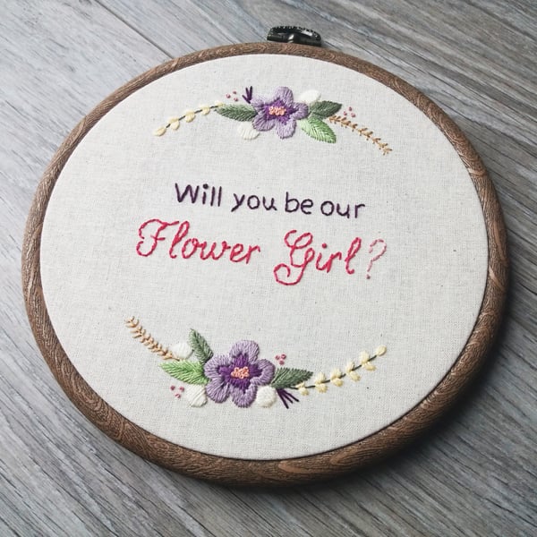 Flower Girl Proposal - Hand Embroidered Hoop - Flower Girl Gifts