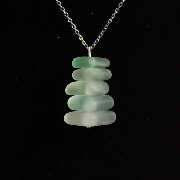Stacked triangles beach glass pendant