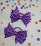 Handmade Purple Ribbon Bow Hair Elastics – Cute Gift for Kids & Teens