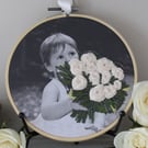 Custom Embroidered Photo Hoop Wedding Family Anniversary Flower Girl cotton