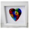 Rainbow Patchwork Heart in Box Frame Fused Glass Picture 004 