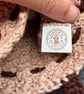 Two Tone Crochet Drawstring Pouch With Handle, Brown & Beige Small Bag - Image 8