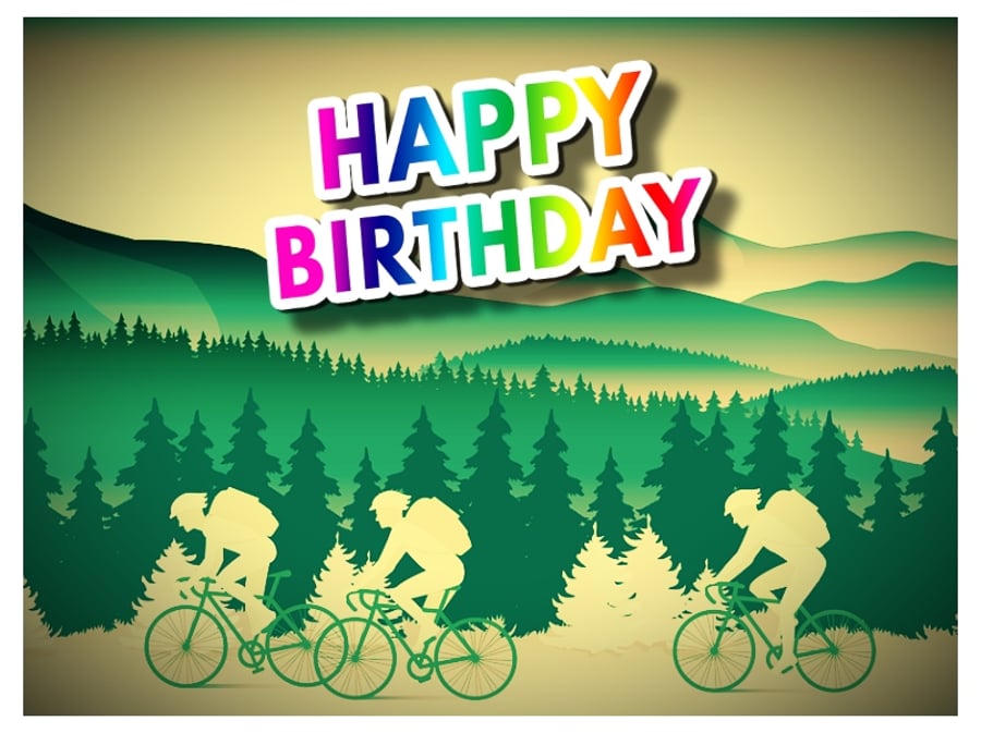 Happy Birthday Bike Riders Card A5
