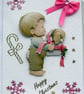 Hand Crafted Decoupage Chistmas Card - Happy Christmas (2513) Boy with Puppy