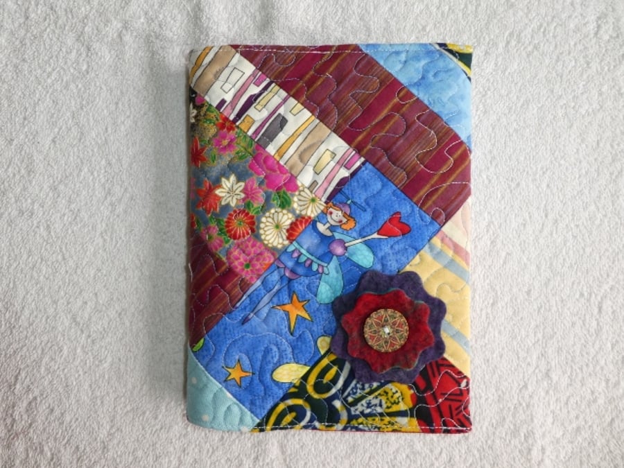 Notebook. A5 size. Lined Notepad with Quilted Crazy Patchwork Cover. FairyFabric