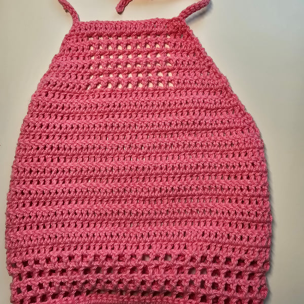 Boho festival crochet halter neck crop top