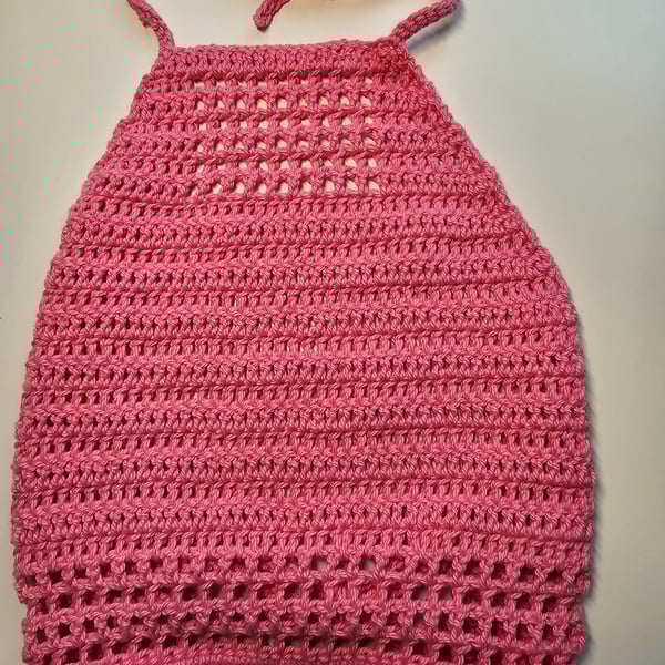 Boho festival crochet halter neck crop top