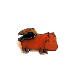 Whimsical Statement Resin Hippo & Toucan Brooch by EllyMental