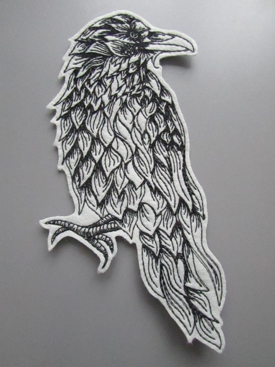 Raven Embroidered Sew on Applique Patch