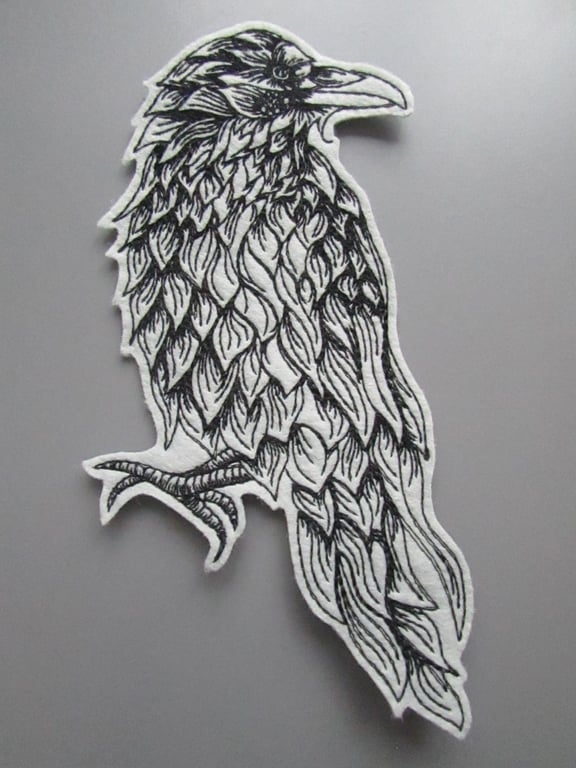 Raven Embroidered Sew on Applique Patch