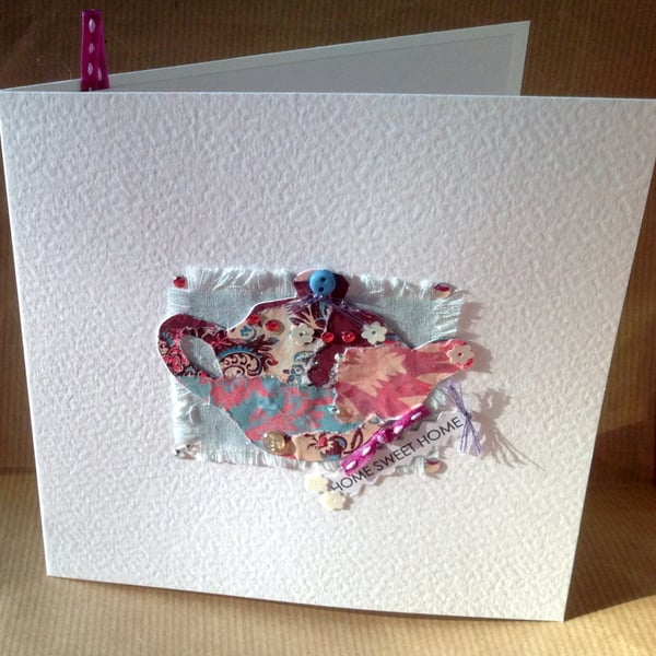 Greeting Card,'Pretty Patch New Home', Handmade Card