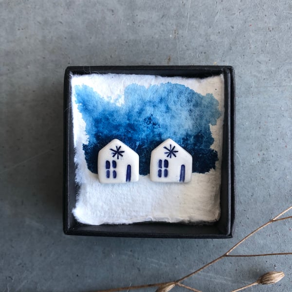 Ceramic House  Earrings