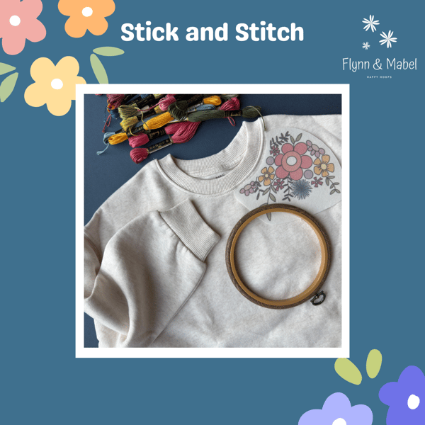 Stick and Stitch Bold Flower Embroidery Design
