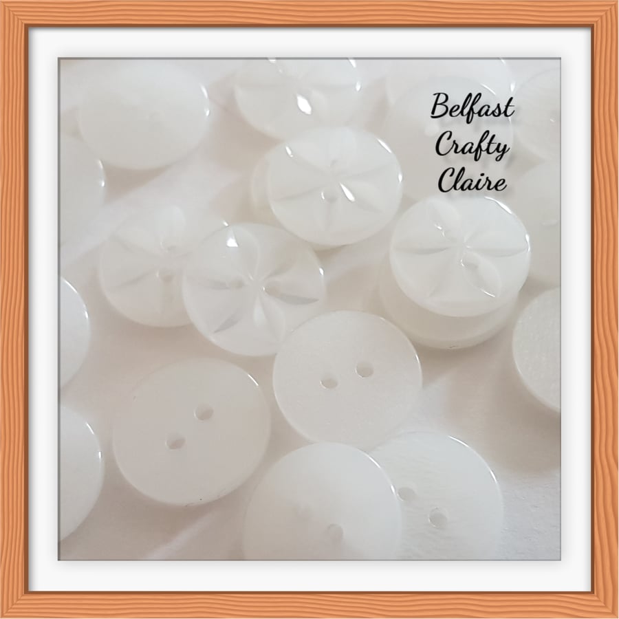 Star Style - Resin Buttons - WHITE - 3 Sizes Available