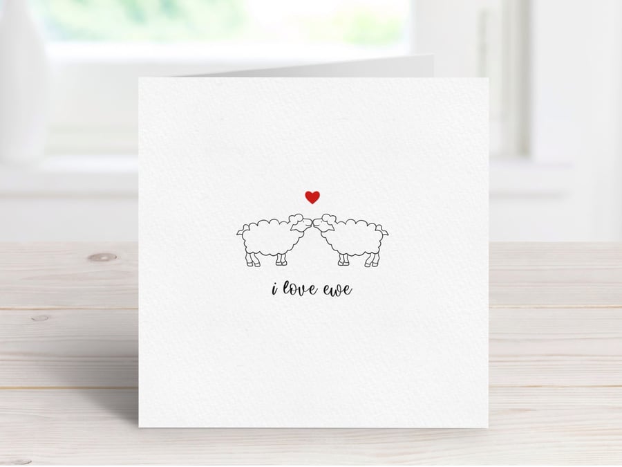 Sheep Love Greeting Card, Sheep Anniversary, Valentine's Day, Birthday Love Card