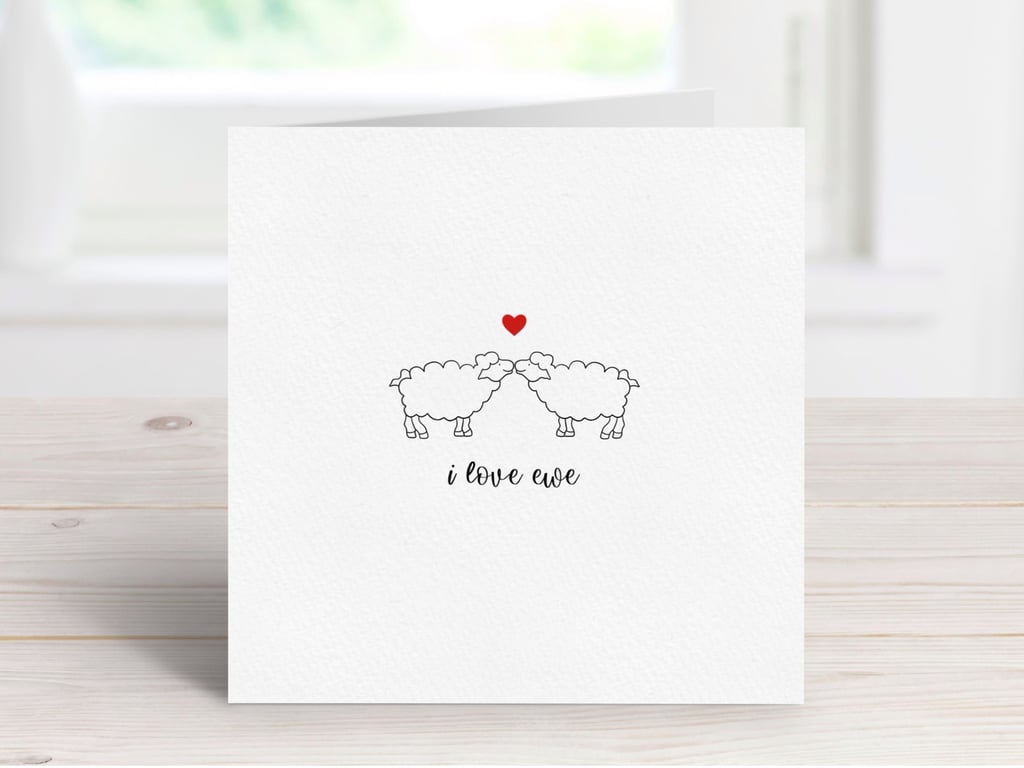 Sheep Love Greeting Card, Sheep Anniversary, Valentine's Day, Birthday Love Card