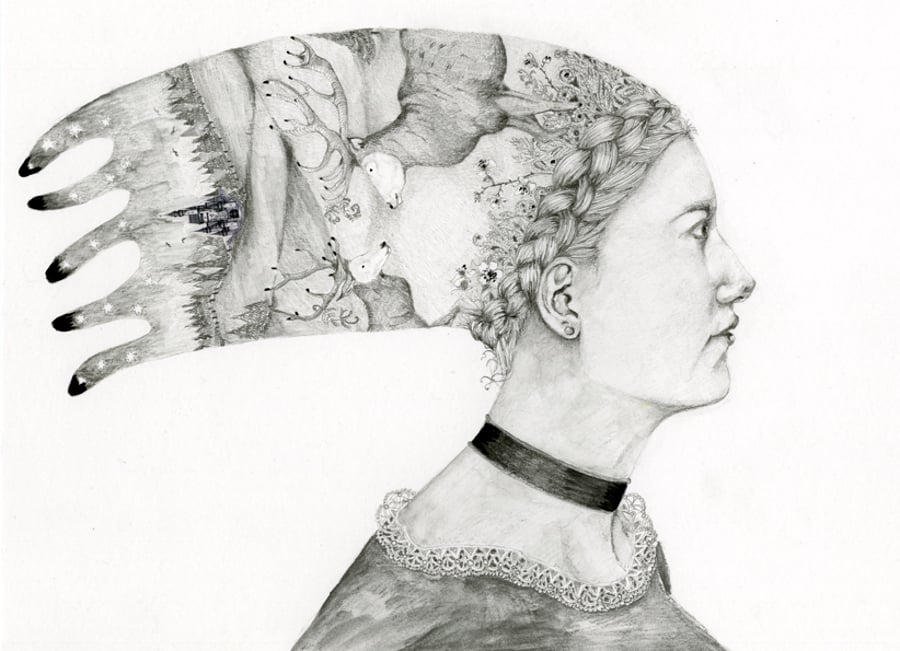 Deer Head original Pencil drawing