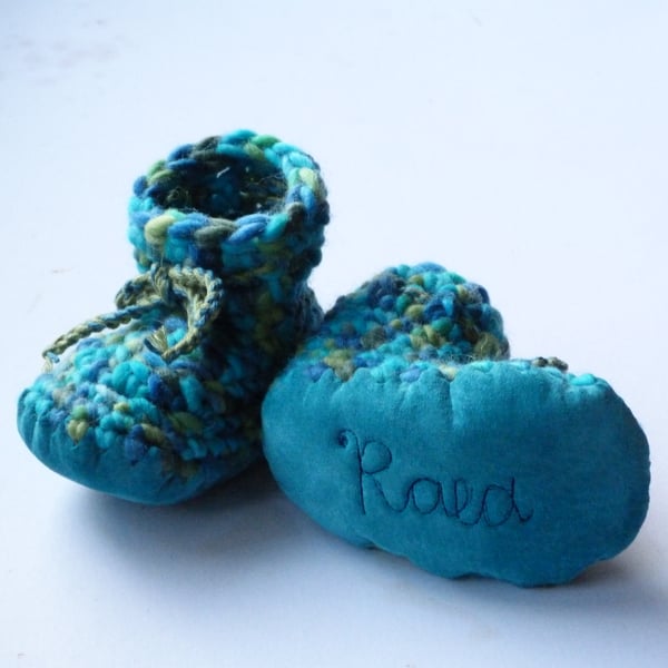 Personalised baby boots -Turquoise Mix- size 1-3