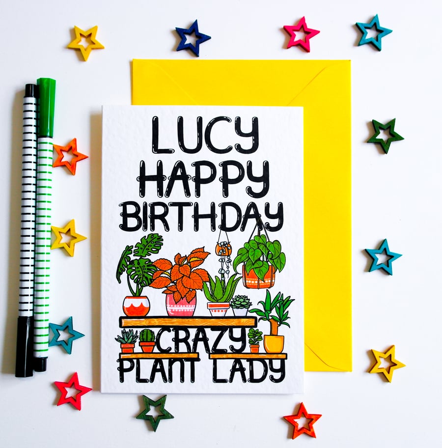 Crazy Plant Lady Birthday Card PERSONALISED CARD