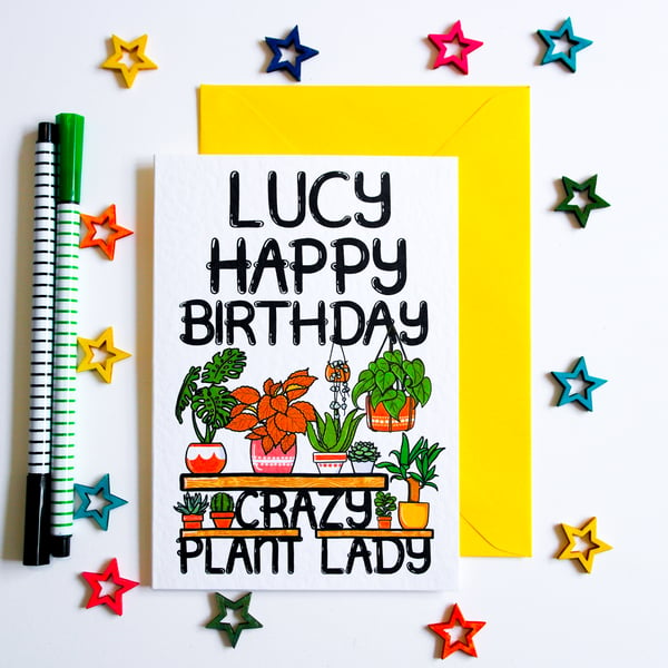 Crazy Plant Lady Birthday Card PERSONALISED CARD