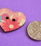 Wooden Heart Buttons Floral Retro Daisy Pink Red Purple Blue 6pk 25x22mm (H14) - Image 2
