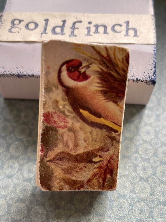 Goldfinch - Wooden Bird Block Brooch