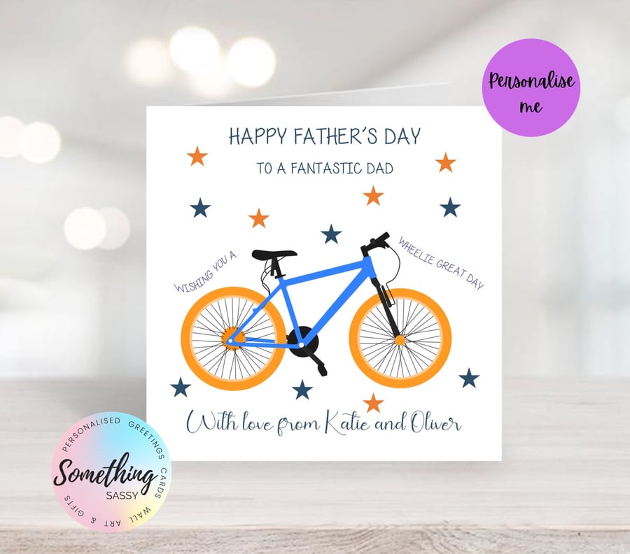 Personalised Father's Day Card - Bicycle - Bike Riding Theme