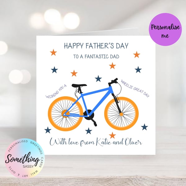Personalised Father's Day Card - Bicycle - Bike Riding Theme