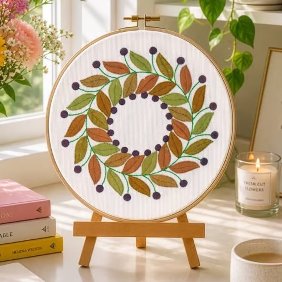 Golden Leaves Hand Embroidery PDF Pattern