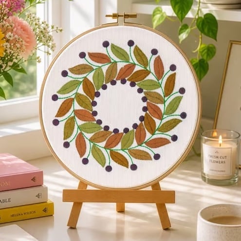 Golden Leaves Hand Embroidery PDF Pattern