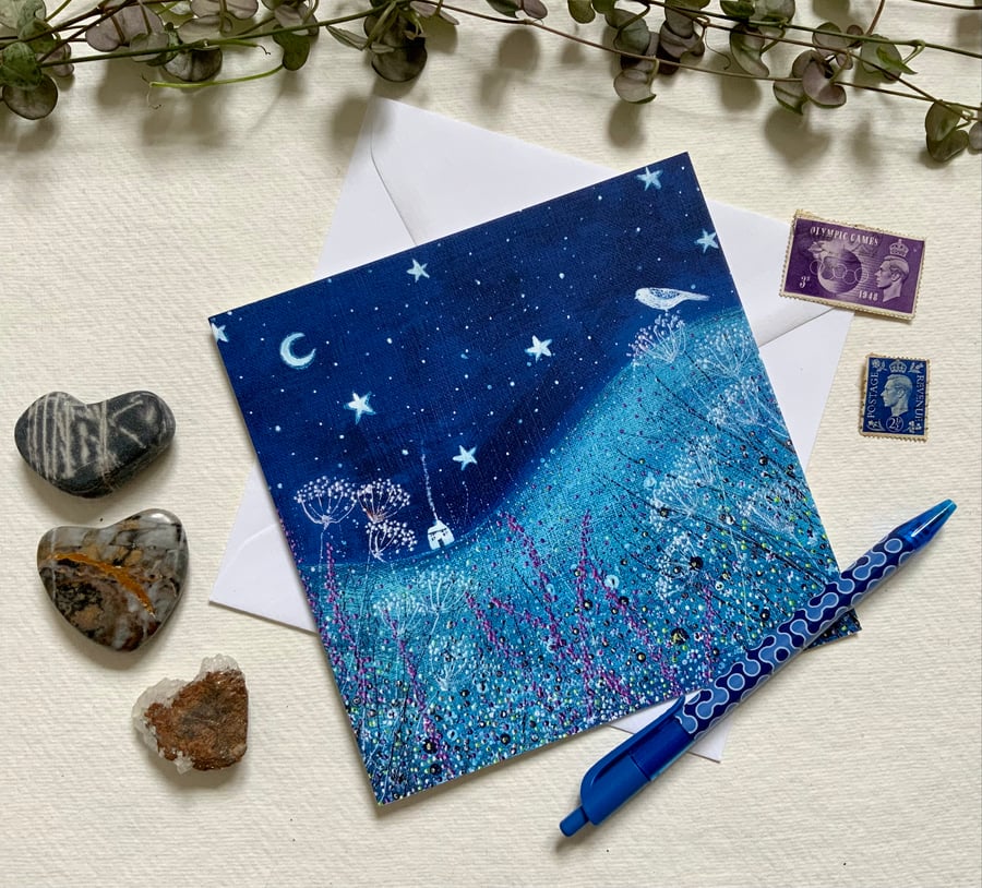 Starry Skies, blank greetings card