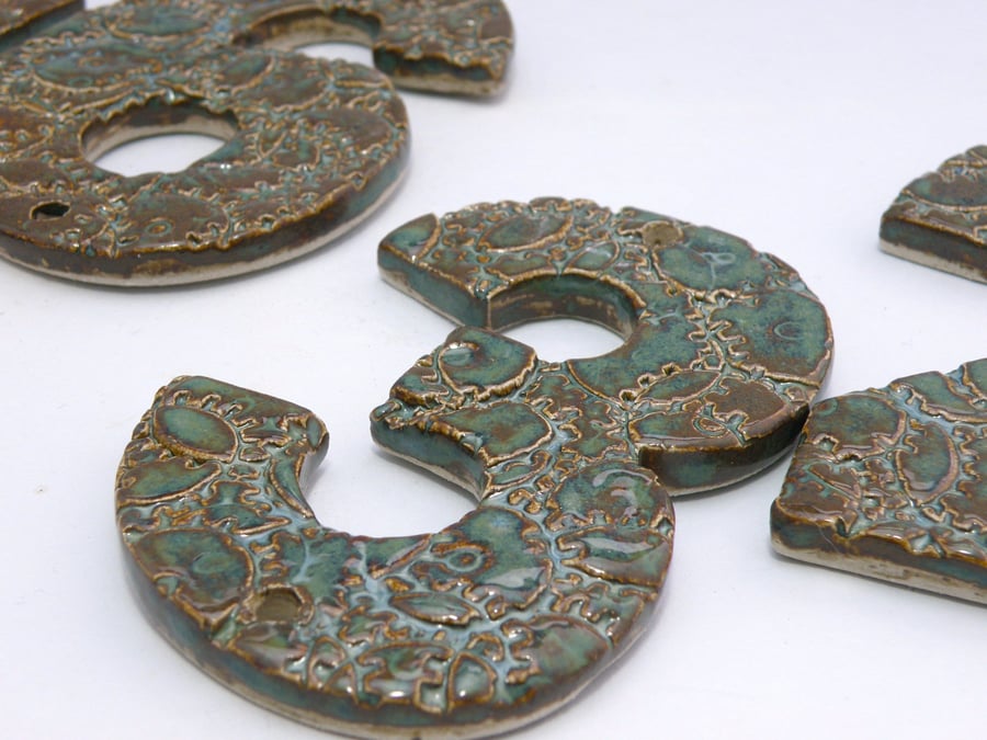 Ceramic house Address Number House Numbers,Stoneware House Tiles, Made to order