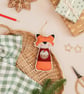 Embroidered Fox in Christmas Jumper Decoration - Image 1
