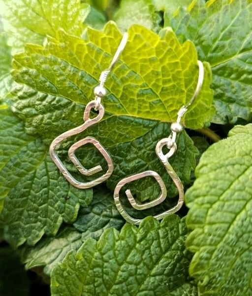 Handmade Sterling Silver 925 Hammered Spiral Drop Earrings - Unique Jewellery